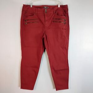 Torrid Red Ankle Cropped Jegging Pants Zipper Pockets False Pocket Size 24 R